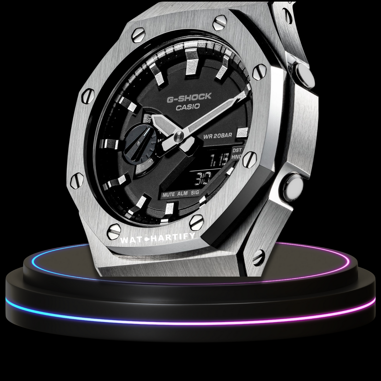 G-shock Classic Collection Mod Silver With Black Face(Silver) Black Rubber