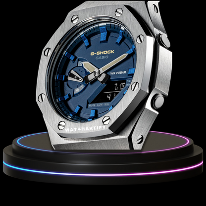 G-shock Classic Collection Mod Sliver With Blue Face(Ocean Blue Time Marker)