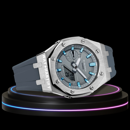 G-shock Classic Collection Mod Silver With Gray Face (Gray Rubber, Ice Blue Time Marker)