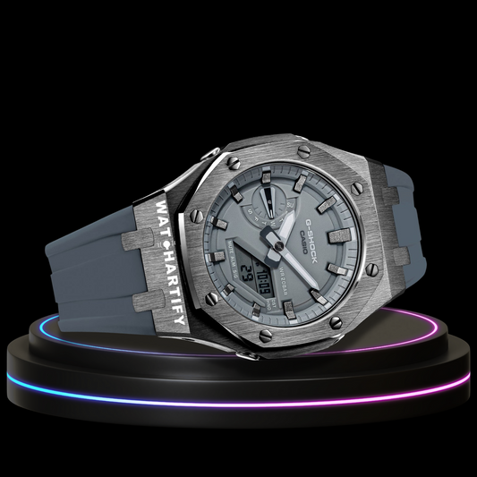 G-shock Classic Collection Mod Silver With Gray Face (Silver Time Marker, Grey Rubber Strap)