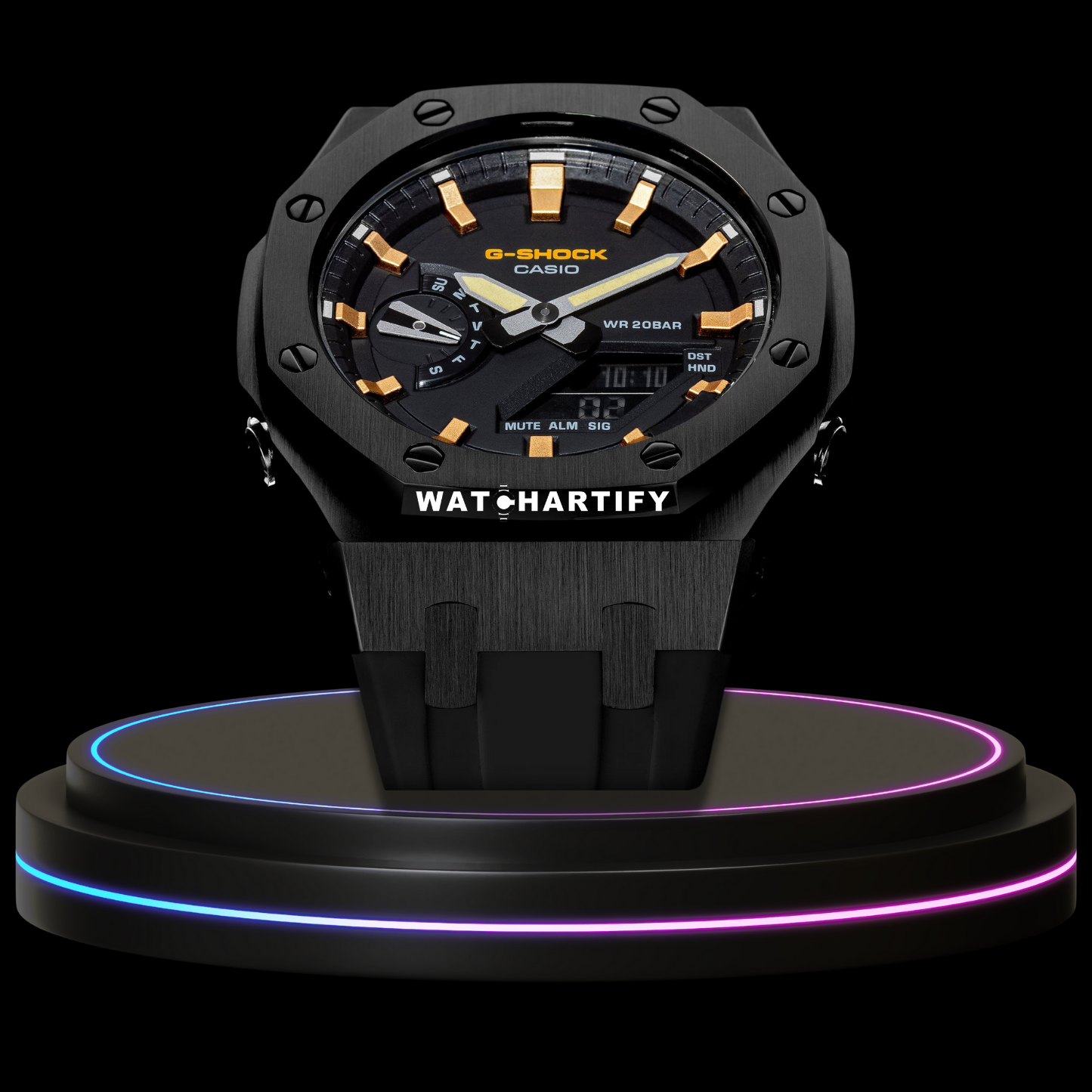 G-shock Classic Collection Mod With Black Face（Rose Gold Time Marker) Black Rubber