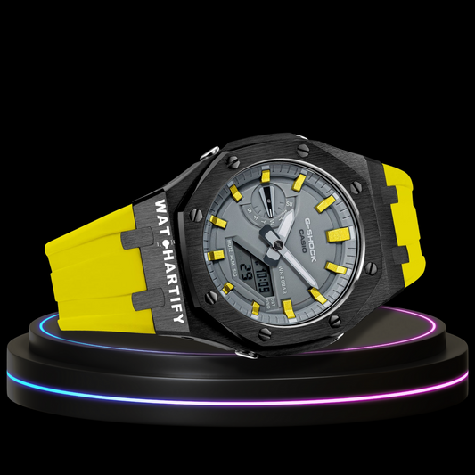 G-shock Classic Collection Mod Yellow Rubber Black Case Gray Face(Yellow Time Marker)