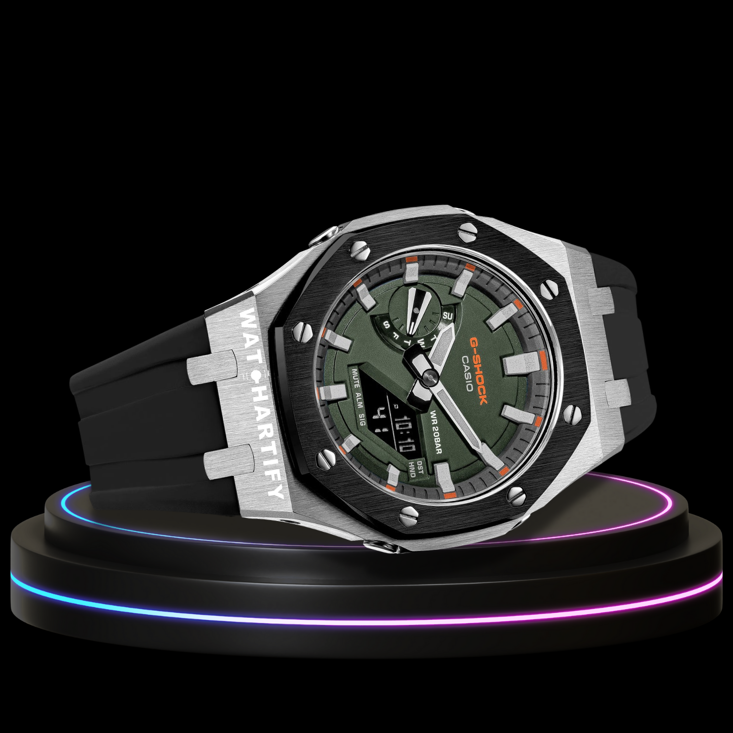 G-shock GA-2100HC-4A Classic Collection Mod Silver Black With Green Face
