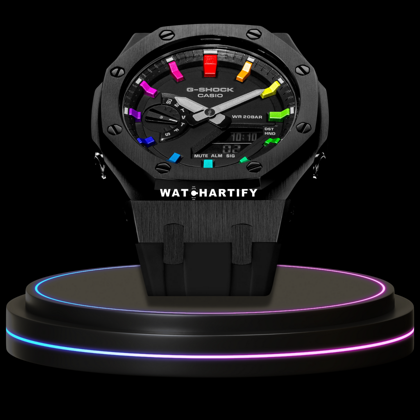 G-shock Rainbow Collection Black With Black Face (Rainbow)