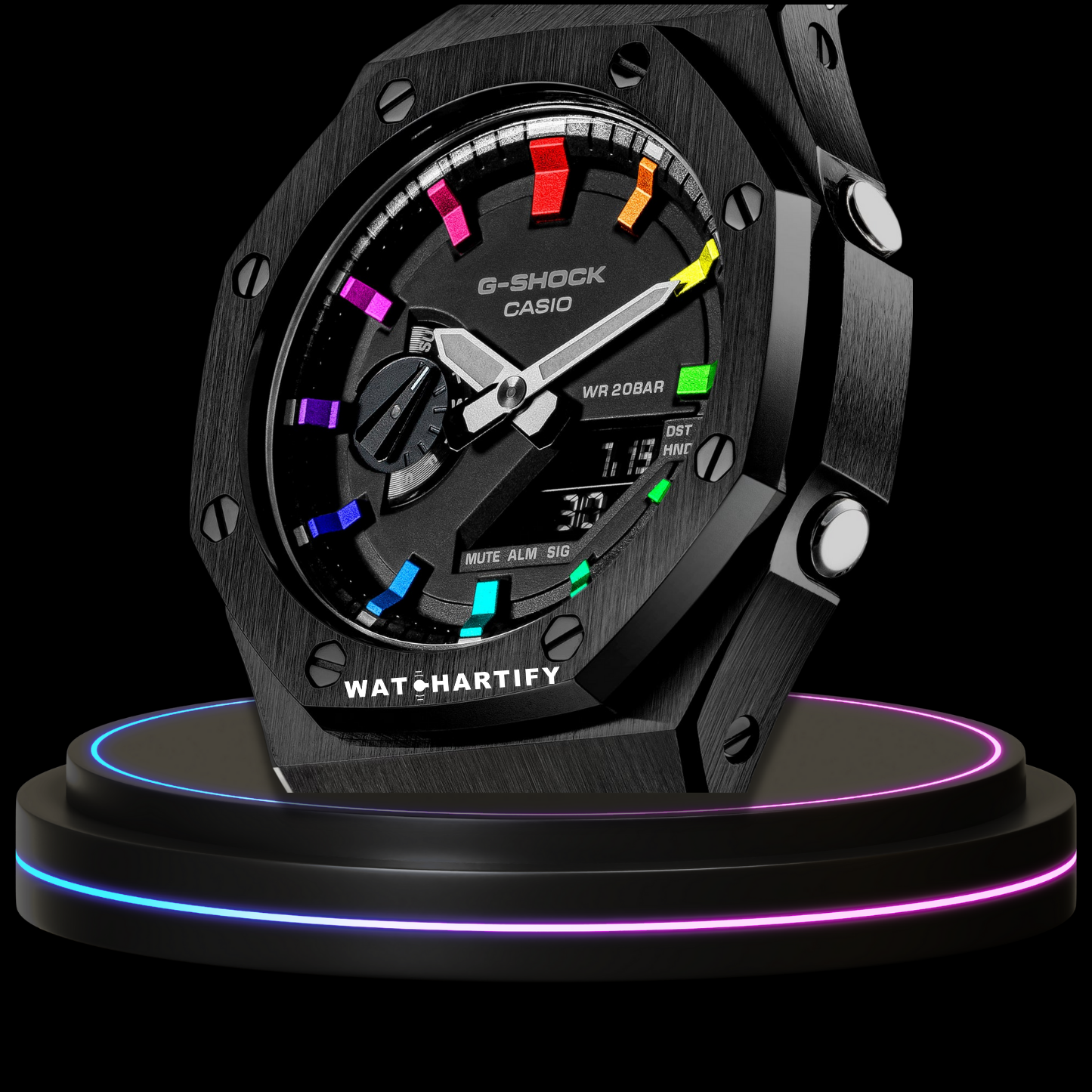 G-shock Rainbow Collection Black With Black Face (Rainbow)