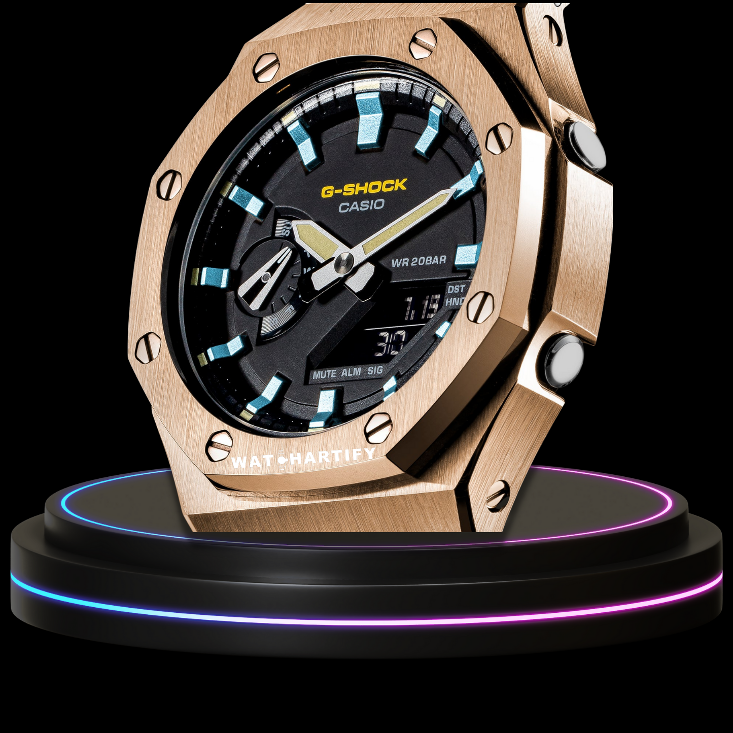 G-shock Royal Rose Gold Collection Mod Rose Gold With Black Face（Ice Blue）
