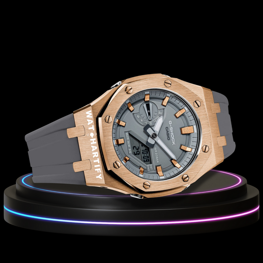 G-shock Royal Rose Gold Collection Mod Rose Gold Case Gray Face With Rose Gold Time Marker