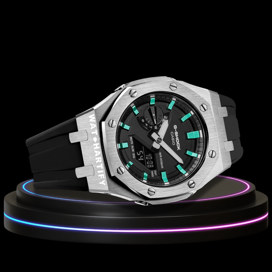 G-shock Tiffany Collection Silver Case Black With Black Face(Black Rubber Band)