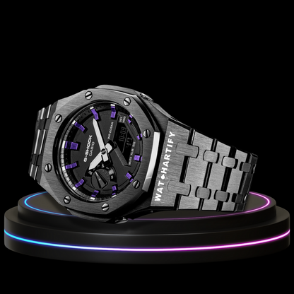 G-shock Titanium Collection Metal Band Mod With Black Face(Thunder Purple)