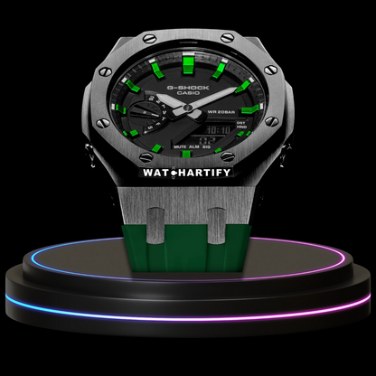 G-shock Titanium Collection Mod With Black Face （METALLIC GREEN TIME MARKER) GREEN RUBBER