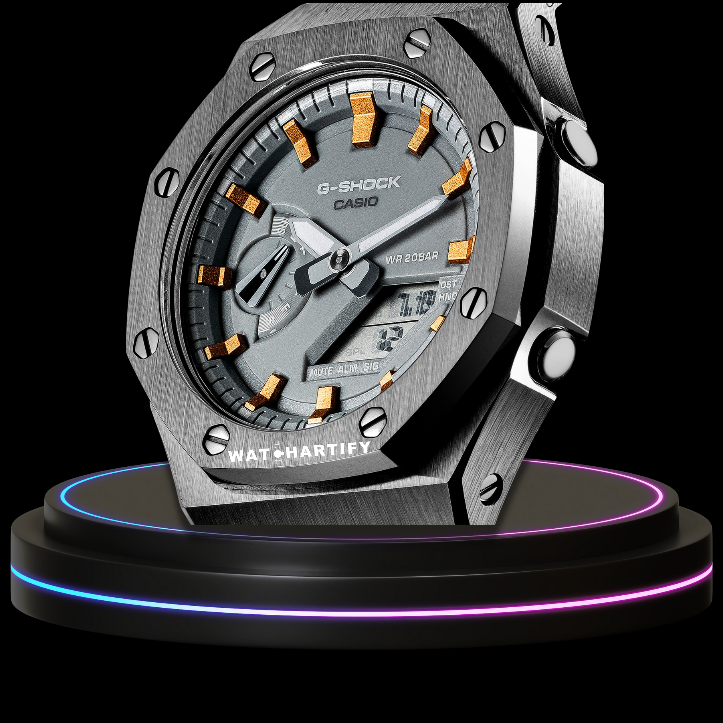 G-shock Titanium Collection Mod With Gray Face(Metallic Orange Time Marker)