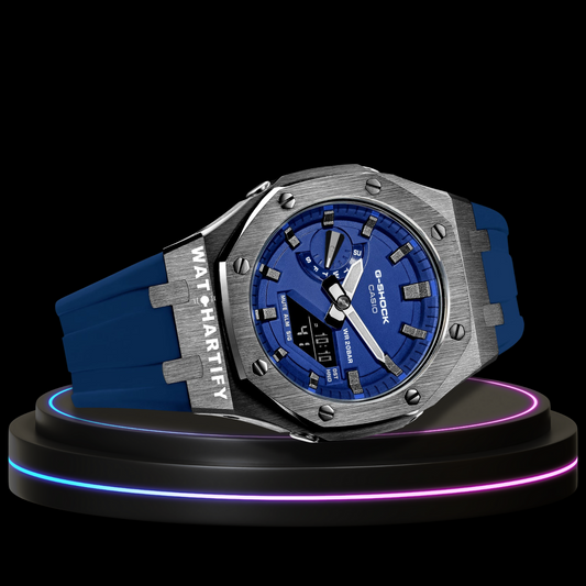 G-shock Titanium Collection Mod With Light Blue Face(Blue Rubber Band, Ti Marker)