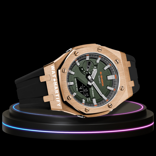 G-shock GA-2100HC-4A Royal Rose Gold Collection Mod Rose Gold With Green Face