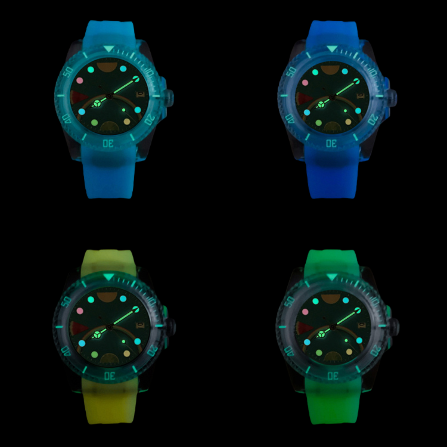 Watchartify Series Fruit Face 40MM NH35 Automatic Movement Luminous Transparent Light Yellow Rubber