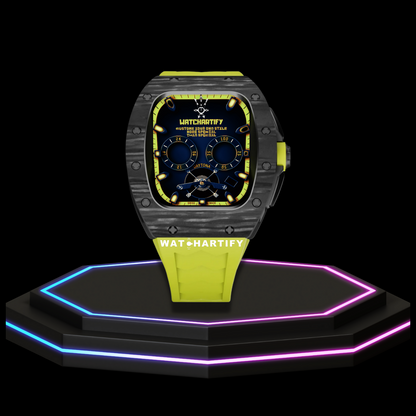 Apple Watch Case 44MM - TITANIUM CARBON Series Black Panther | Light Cerulean Rubber