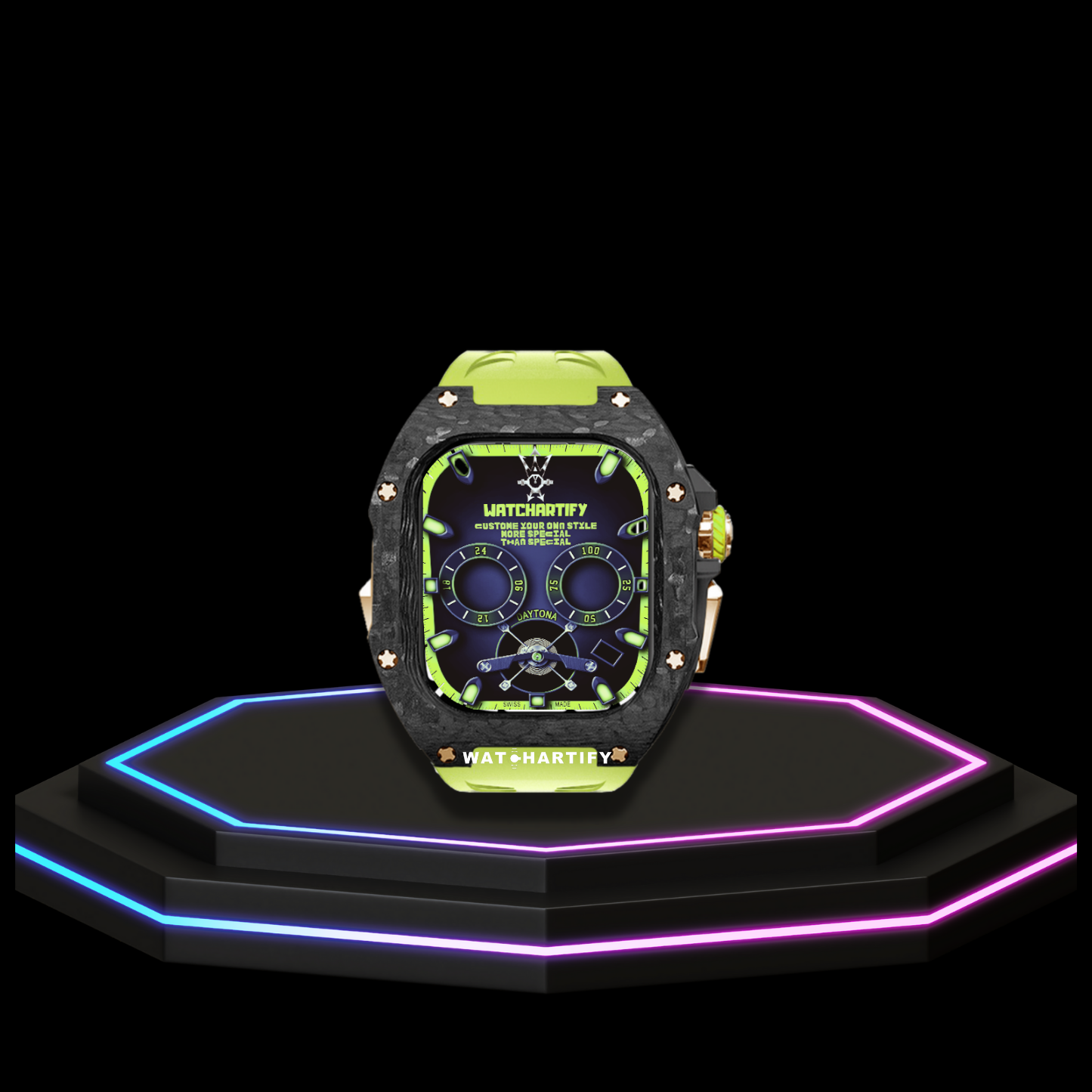 Apple Watch Ultra Case 49MM - TITAN Pro Series Luxury Royal Titan | Lime Green Rubber