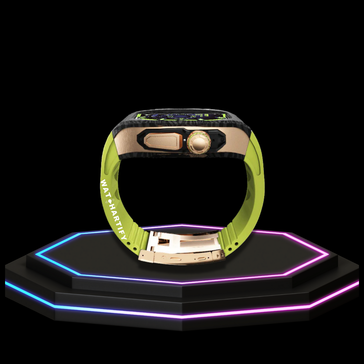 Apple Watch Ultra Case 49MM - TITAN Pro Series Luxury Royal Titan | Lime Green Rubber