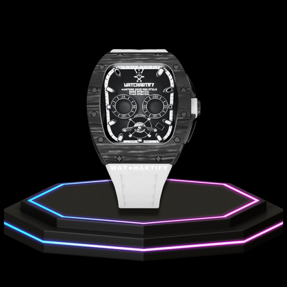 Apple Watch Case 45MM - TITANIUM CARBON Silver Series Black Panther | Snow White Rubber