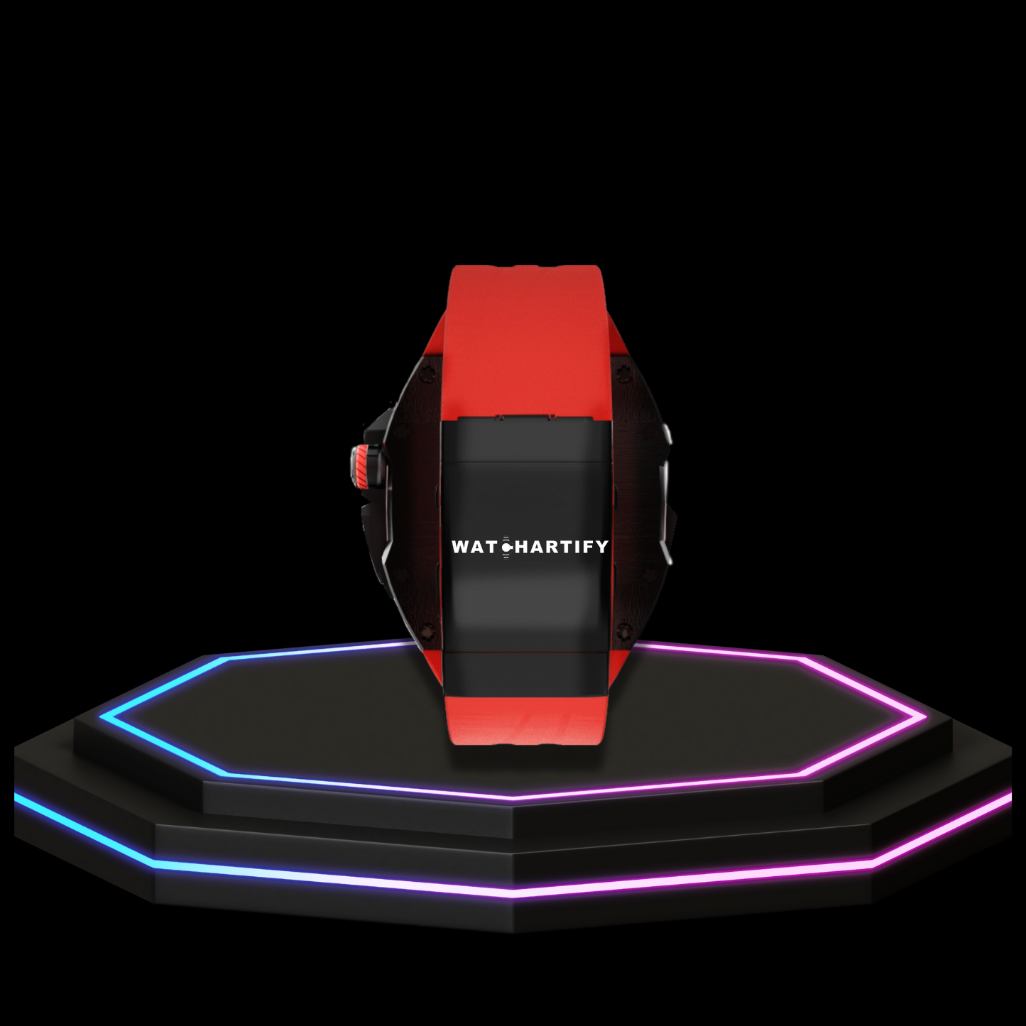 Apple Watch Ultra Case 49MM - TITAN Pro Series Dark Titan | Scarlet Red Rubber