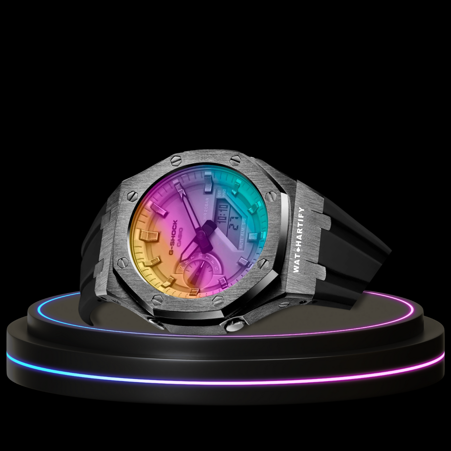G-SHOCK Casio GA2100 | Titanium Series Rainbow Surface Dial | Dark Rubber