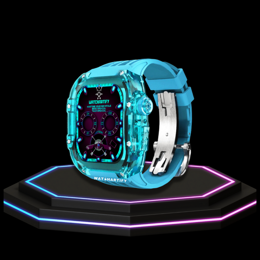 Apple Watch Case 44MM - ICE DIAMOND Series Celestite | Sea Blue Rubber