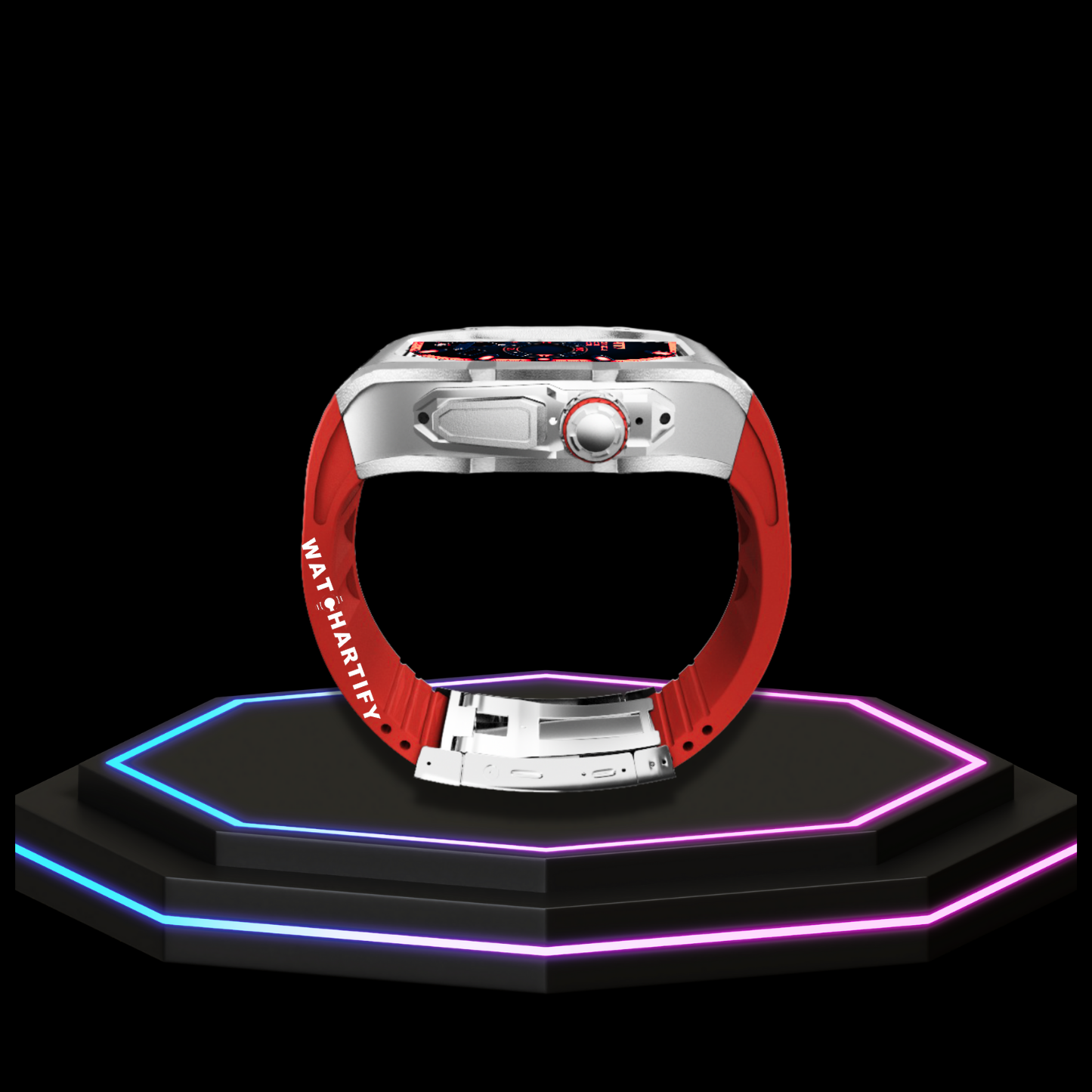 Apple Watch Ultra Case 49MM - TITAN Pro Series Oyama Titan | Scarlet Red Rubber