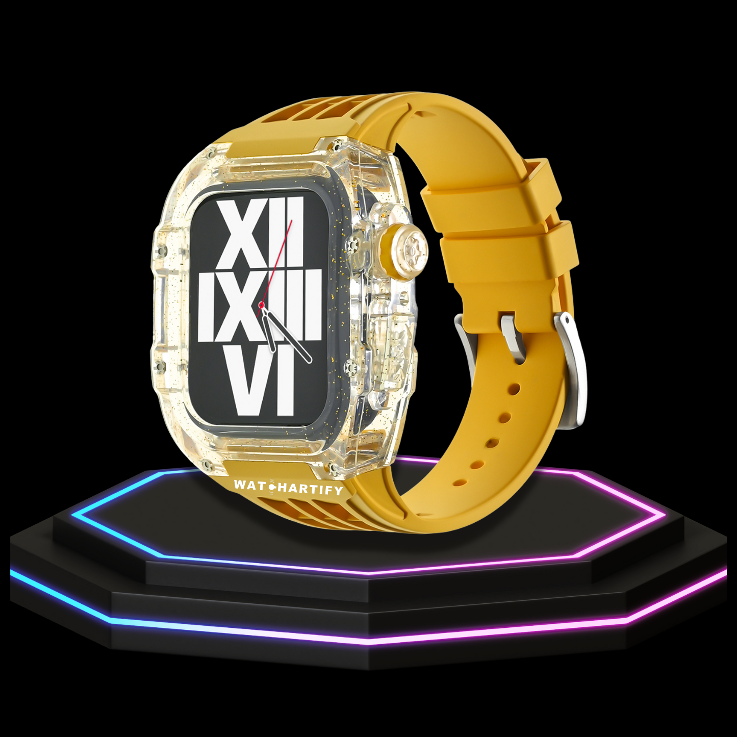 Apple Watch Case 44MM - Rainbow Series Glitter | Yellow Rubber