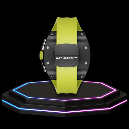 Apple Watch Case 44MM - CONCEPT ONYX Series Black Panther | Lime Green Rubber