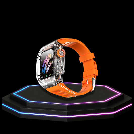 Apple Watch Case 45MM - ICE Series Transparent | Fluorescent Orange Rubber