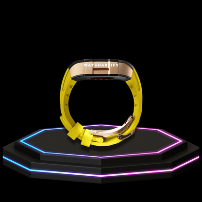 Apple Watch Case 45MM - TITAN Series Midnight Black Royal Rose Gold Titanium | Yellow Rubber
