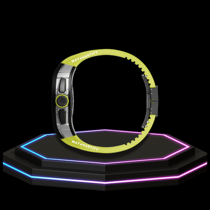 Apple Watch Case 45MM - CONCEPT ONYX Series Black Panther | Lime Green Rubber