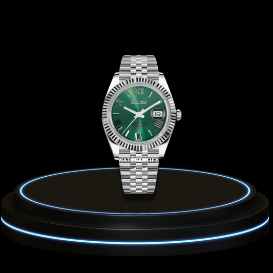 SEIKO Mod Datejust Collection Deep Green Dial NH35 Automatic Movement Silver Stainless Steel Strap