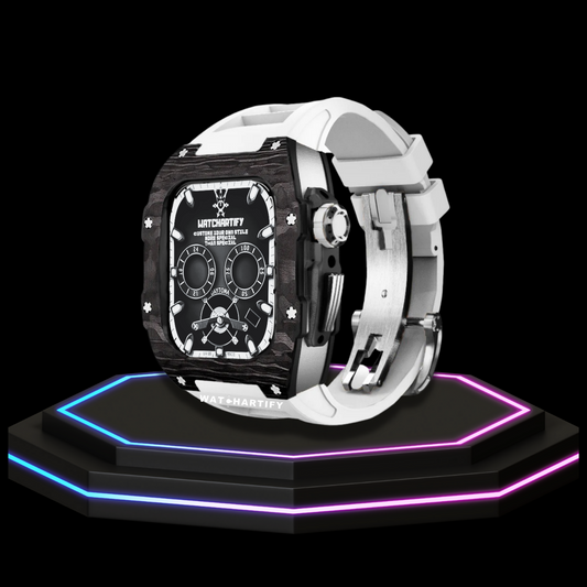 Apple Watch Case 45MM - OYAMA Series Silver Titan  | Snow White Rubber