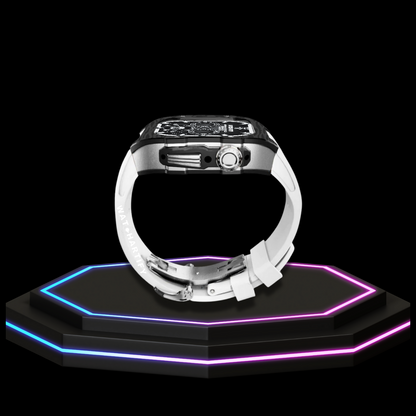Apple Watch Case 44MM - OYAMA Series Silver Titan  | Snow White Rubber
