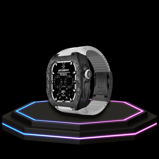 Apple Watch Ultra Case 49MM - TITAN Pro Series Luxury Dark Titan | Snow White Rubber