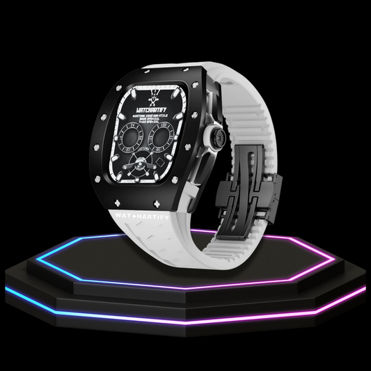Apple Watch Case 44MM - CONCEPT ONYX Series Black Panther | Snow White Rubber