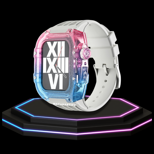 Apple Watch Case 44MM - Rainbow Series Pink Blue | Snow White Rubber