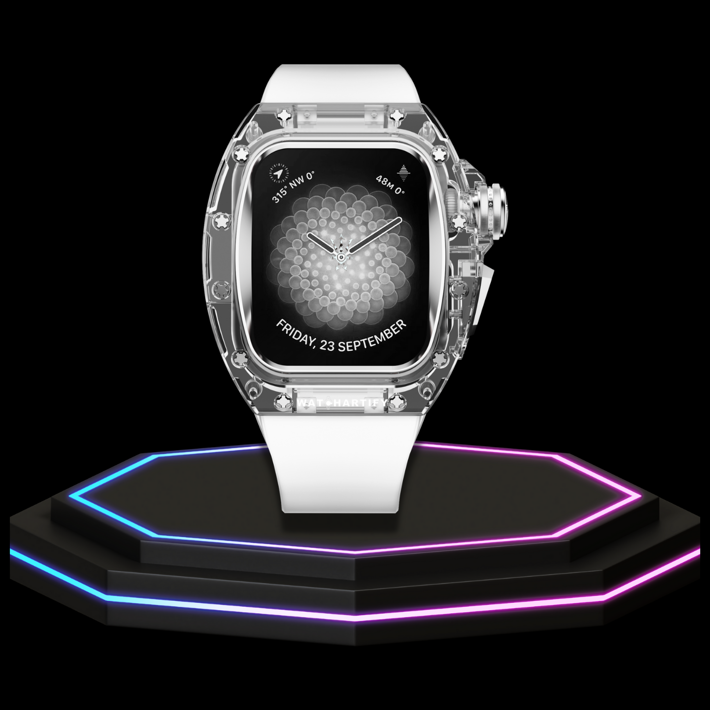 Apple Watch Case 45MM - CRYSTAL Silver Series Transparent | Crystal Frost Rubber