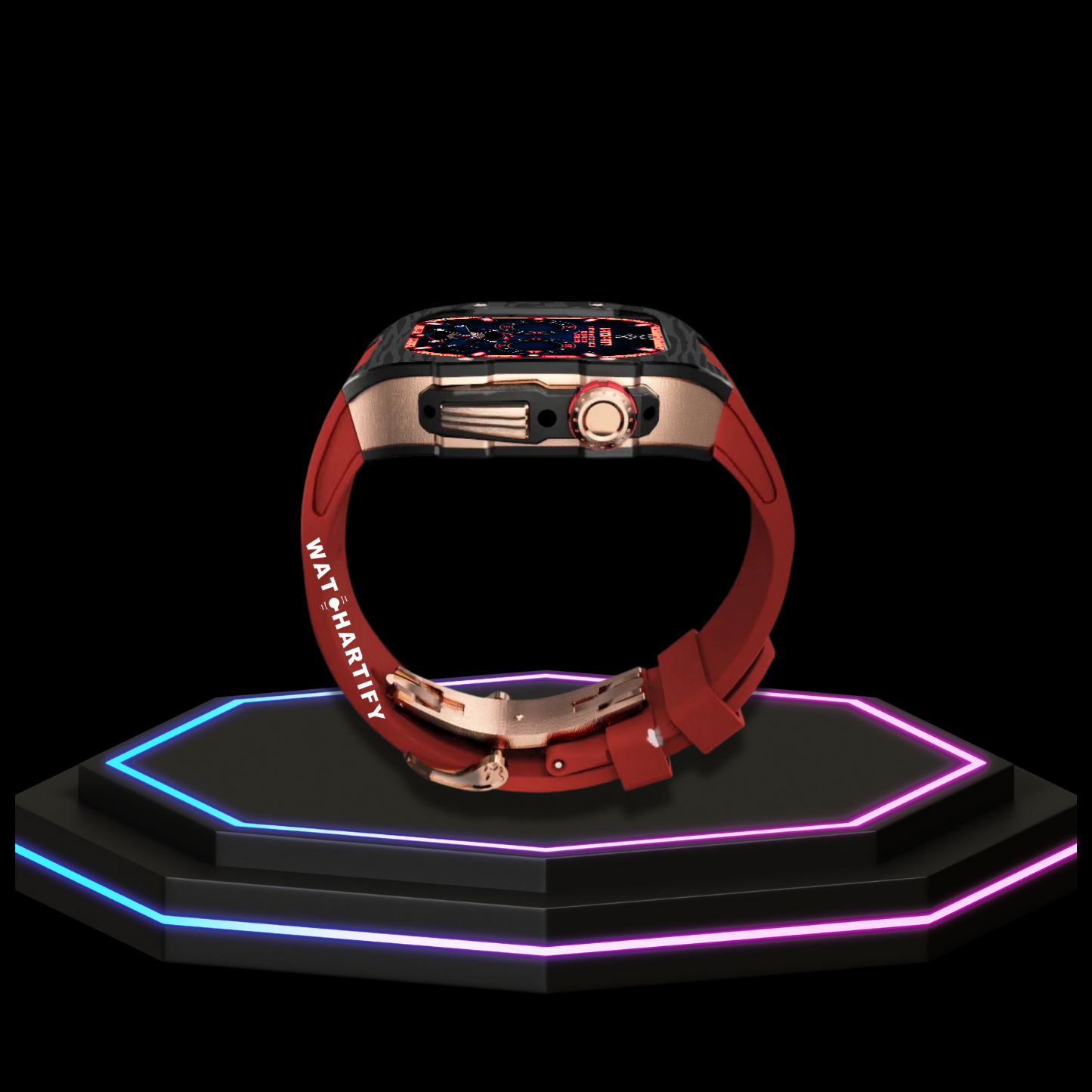 Apple Watch Case 44MM - OYAMA Series Royal Titan  | Scarlet Red Rubber
