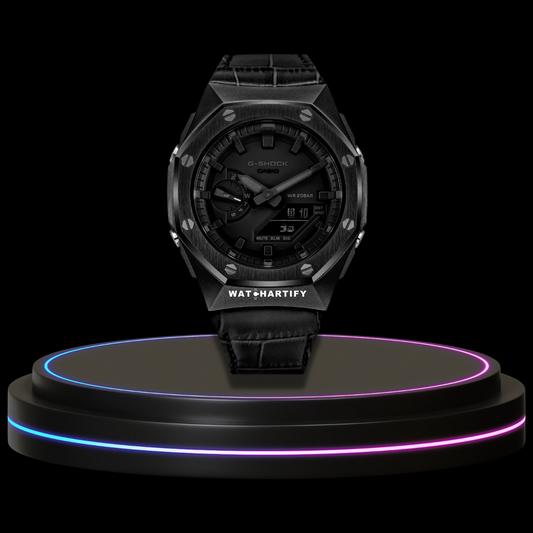 G-SHOCK Casio GA2100 | SPORT Series Midnight Black Mod Midnight Black Dial | Dark Leather