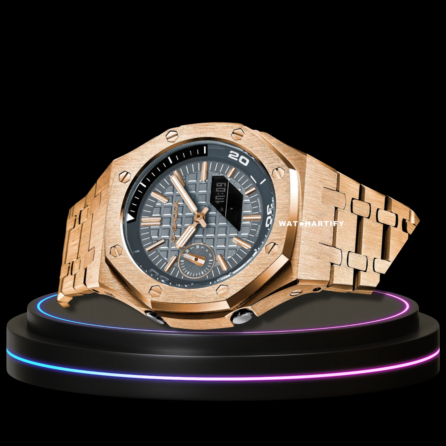 G-SHOCK Casio GA2100 | OFFSHORE Series Rose Gold Mod Grey Rose Gold Dial | Rose Gold Stainless Steel Strap