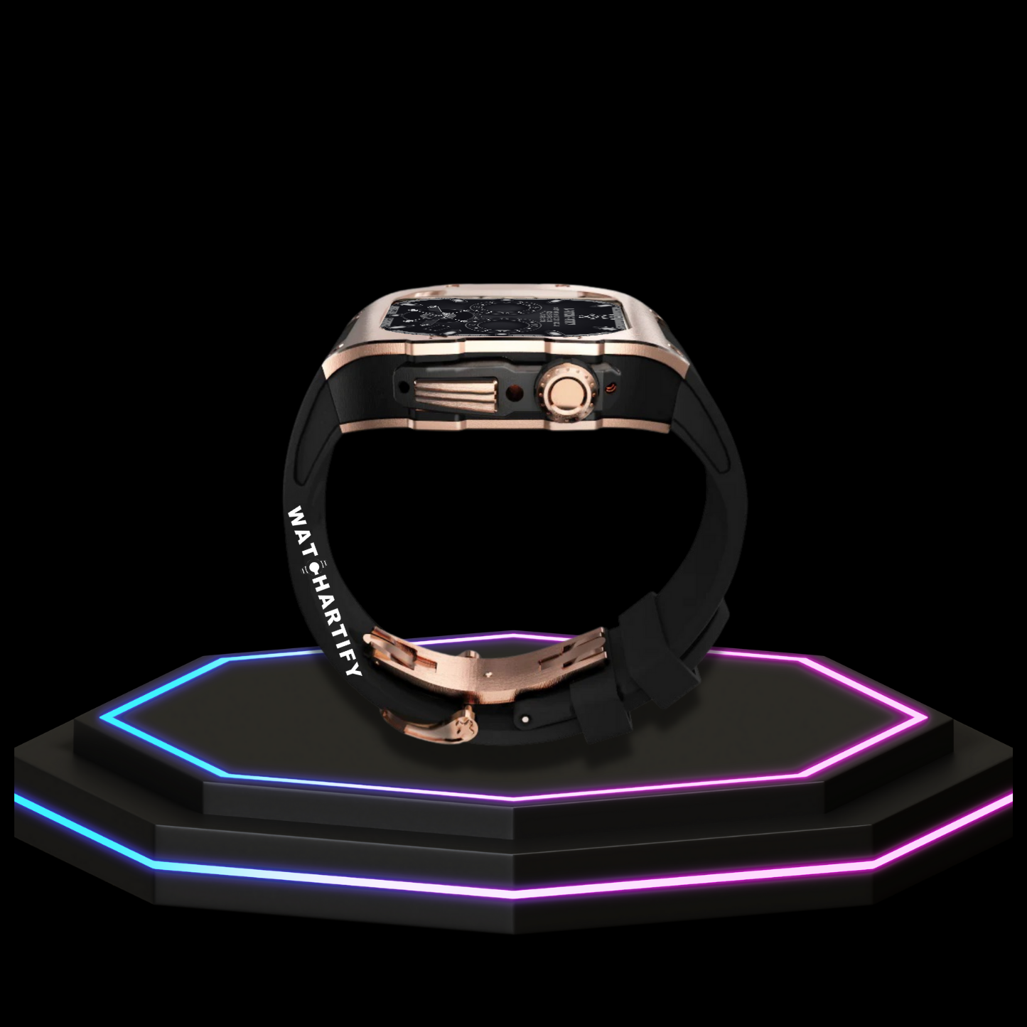 Apple Watch Case 45MM - TITAN Series Rose Gold Dark Titanium | Midnight Black Rubber