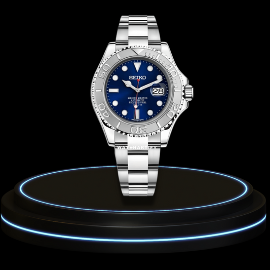 SEIKO Mod Submariner Collection Deep Blue Dial Grey Bezel NH35 Movement Silver Stainless Steel Strap
