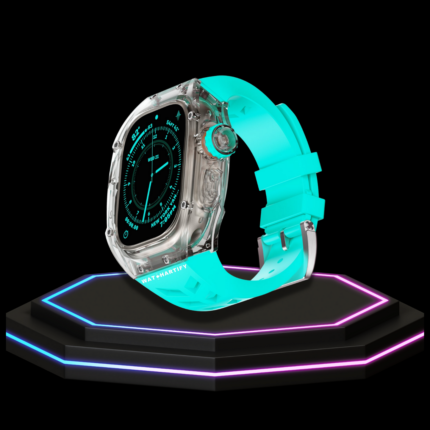 Apple Watch Ultra Case 49MM - ICE Pro Series Luxury | Fluorescent Tiffany Blue Rubber