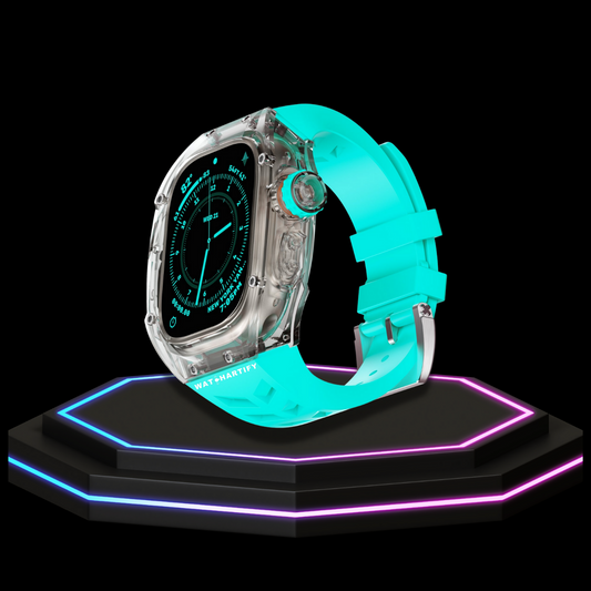 Apple Watch Ultra Case 49MM - ICE Pro Series Luxury | Fluorescent Tiffany Blue Rubber