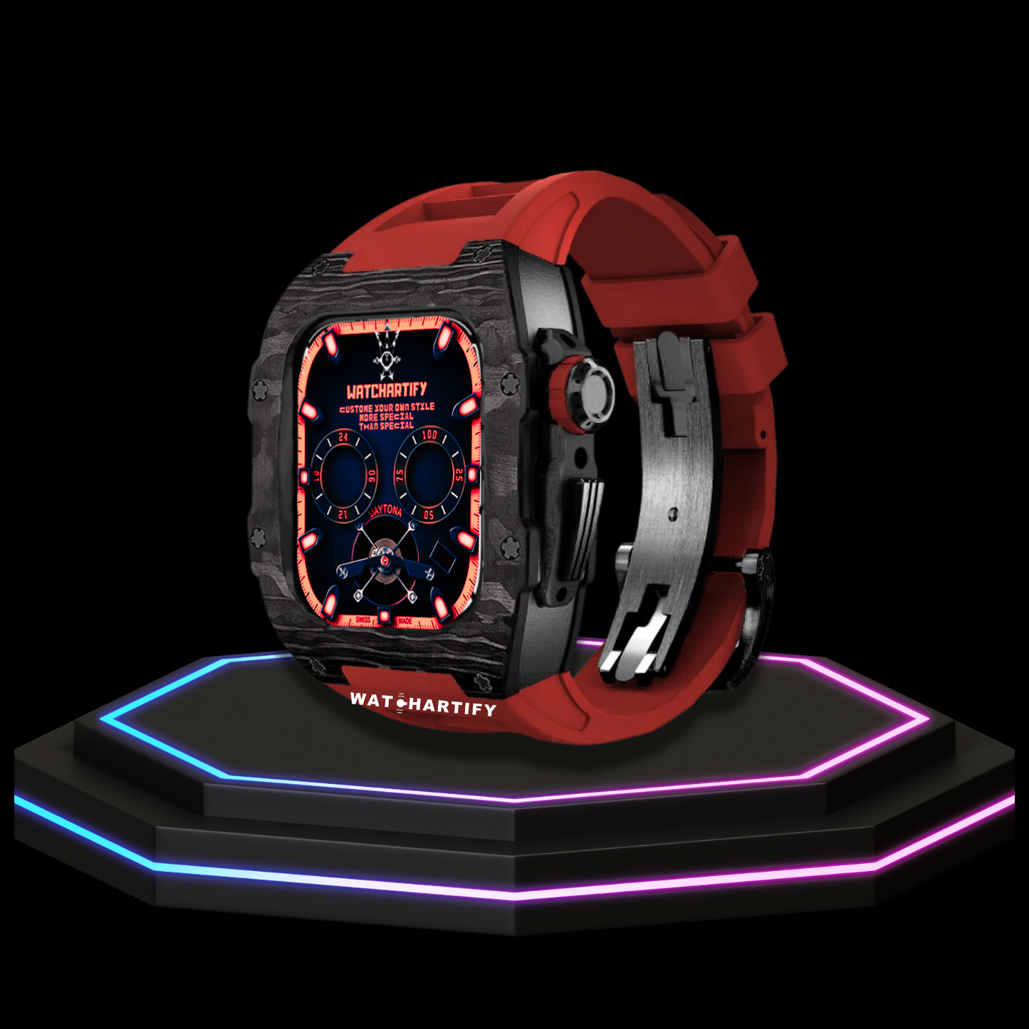 Apple Watch Case 45MM - OYAMA Series Dark Titan  | Scarlet Red Rubber