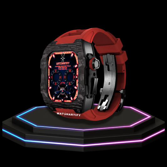 Apple Watch Case 44MM - OYAMA Series Dark Titan  | Scarlet Red Rubber