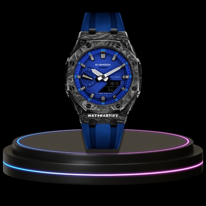 G-SHOCK Casio GA2100 | CARBON FIBER Series Carbon Fiber Mod Titanium Blue Dial | Blue Rubber