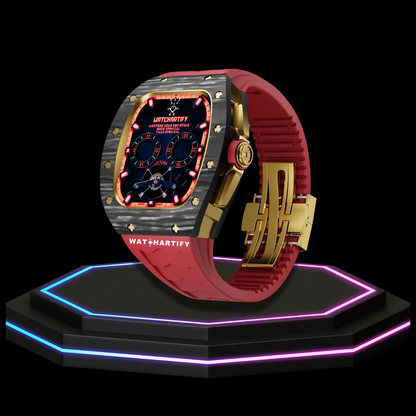 Apple Watch Case 44MM - TITANIUM CARBON Series Royal | Scarlet Red Rubber