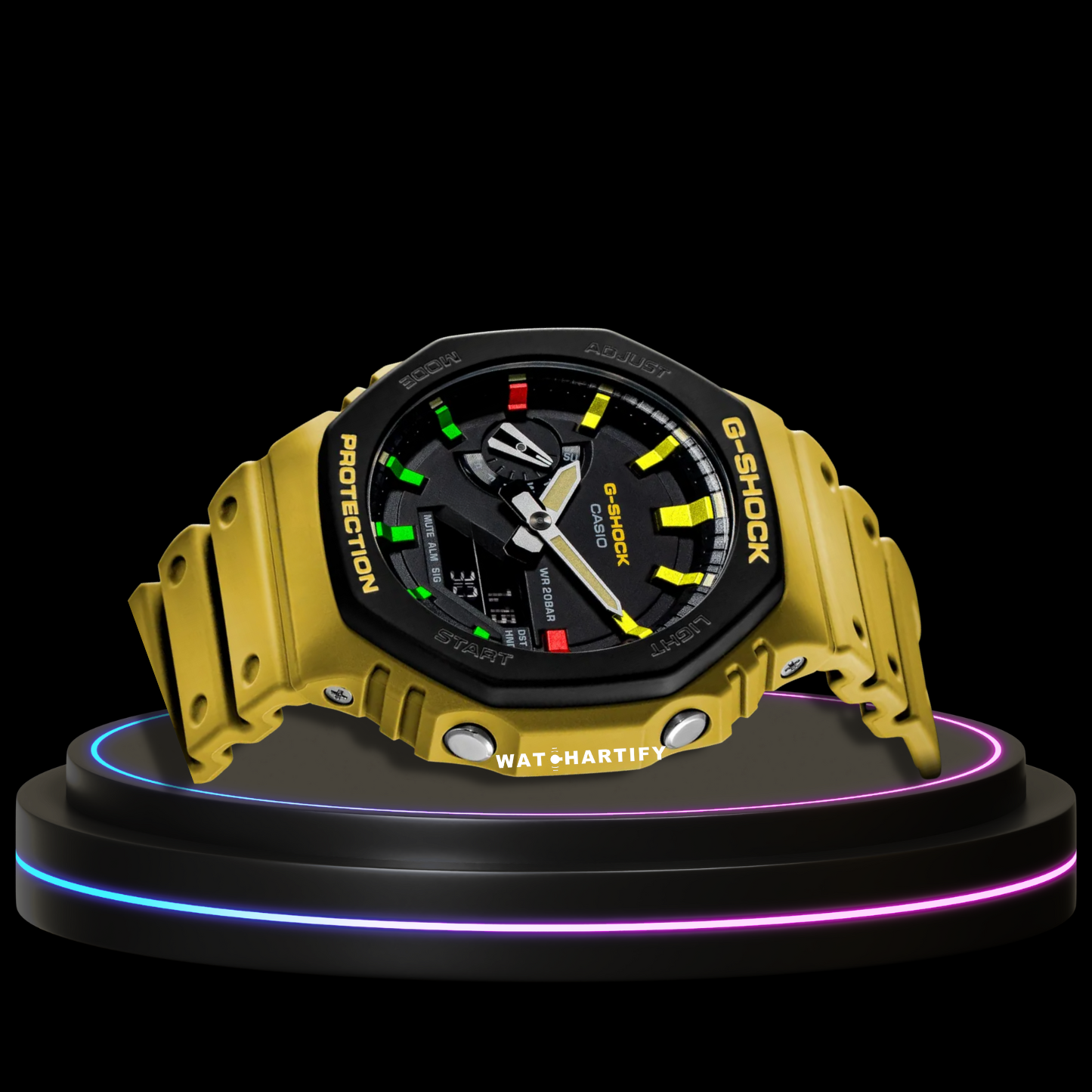 G-SHOCK Casio GA2100 | CASIO OAK Series Rainbow Lemon Yellow Dial | Yellow Rubber